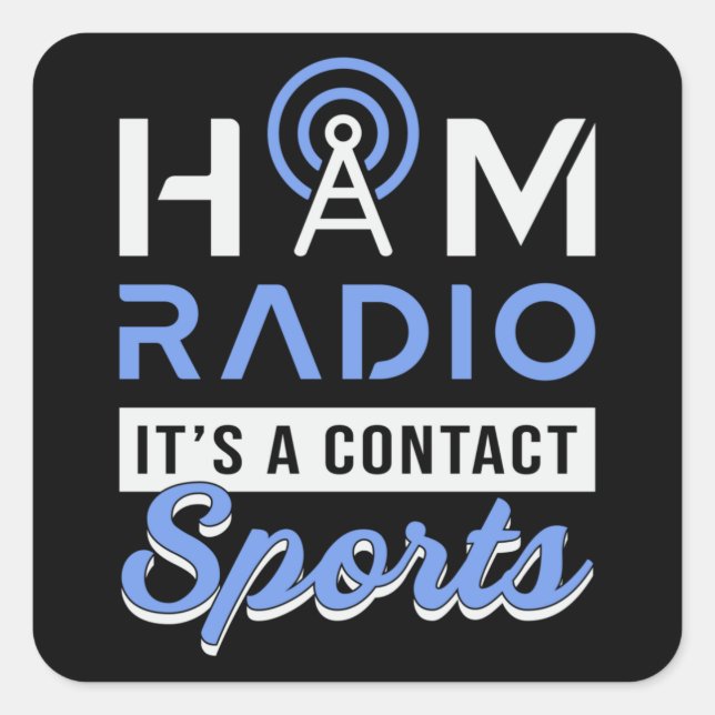 Sticker Carré HAM Radio Opérateur Antenne Amateur Code Idée cade (Devant)