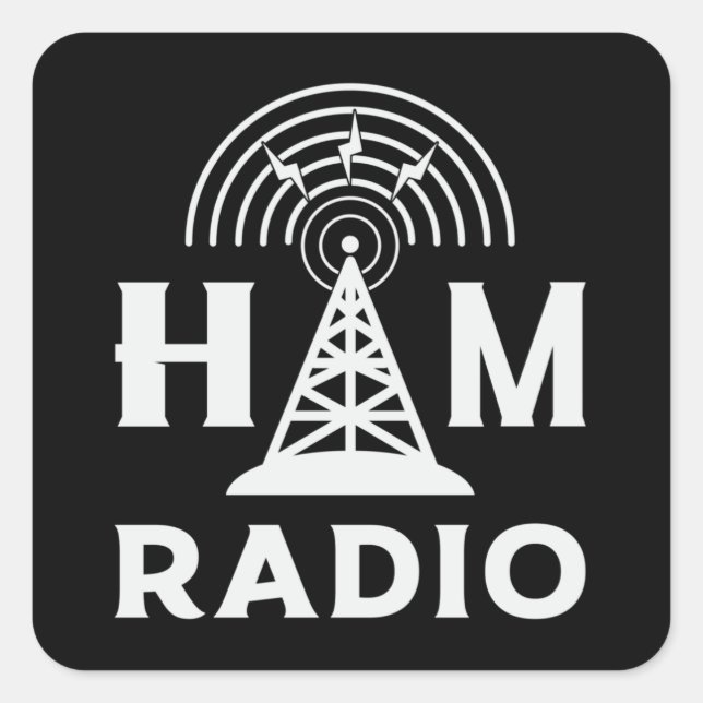 Sticker Carré HAM Radio Opérateur Antenne Code Amateur Idée cade (Devant)