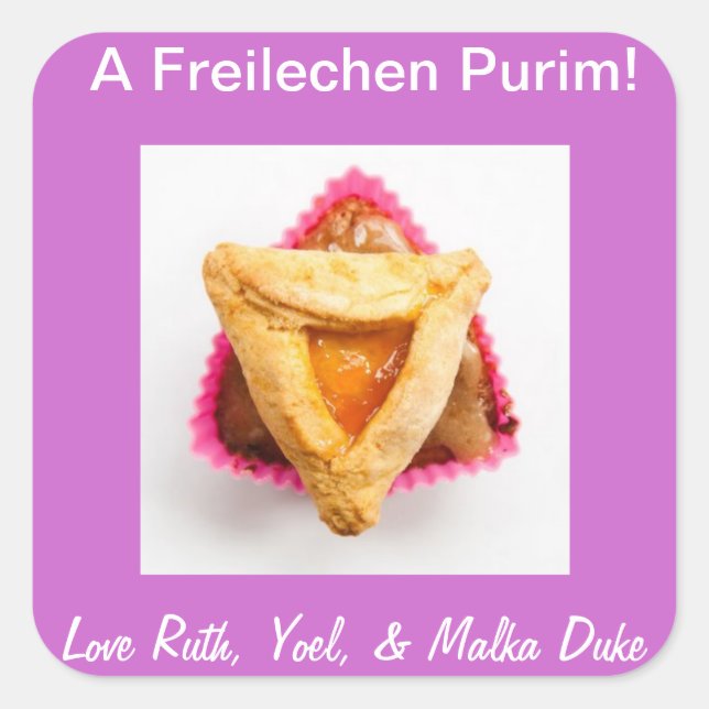 Sticker Carré hamantaschen cupcake 1.jpg, A Freilechen Purim!... (Devant)