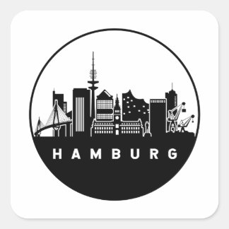Sticker Carré Hambourg Allemagne Skyline