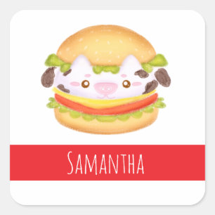 Sticker Carré Hamburger de vache adorable