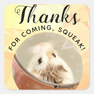 Sticker Carré HammyVille - Joli Hamster Merci pour la Squeak à v