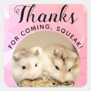 Sticker Carré HammyVille - Joli Hamster Merci pour la Squeak à v