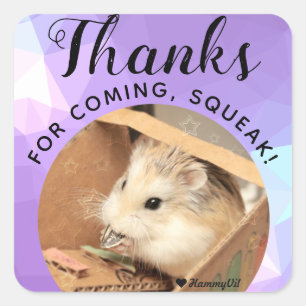 Sticker Carré HammyVille - Joli Hamster Merci pour la Squeak à v