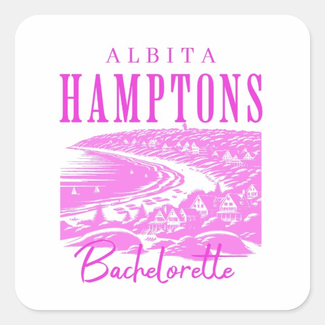 Sticker Carré hamptons bachelorette week-end filles (Devant)