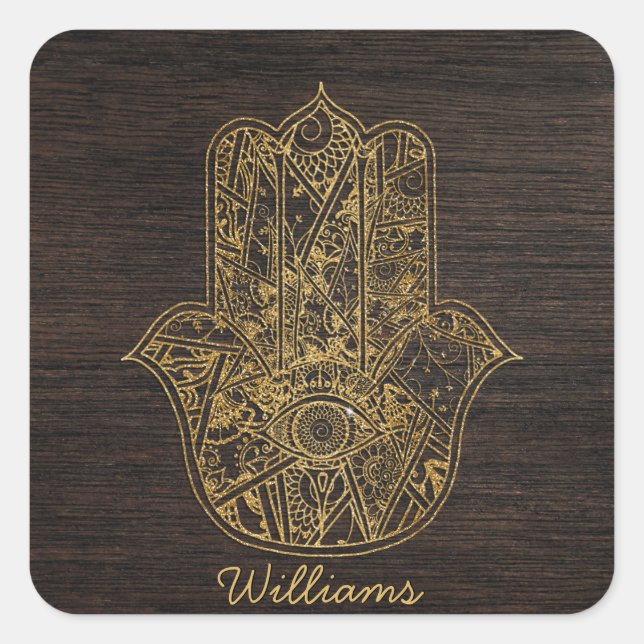 Sticker Carré HAMSA Main de Fatima symbole amulet design (Devant)