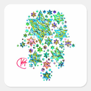 Sticker Carré Hamsa of Jewish Stars Art