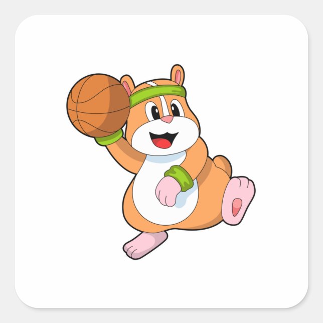 Sticker Carré Hamster as Basketball player (Devant)