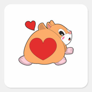 Sticker Carré Hamster au coeur