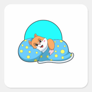 Sticker Carré Hamster au lit avec couverture.PNG