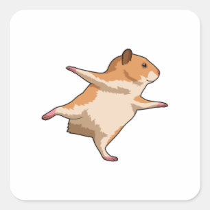 Sticker Carré Hamster au Yoga Stretching Legs