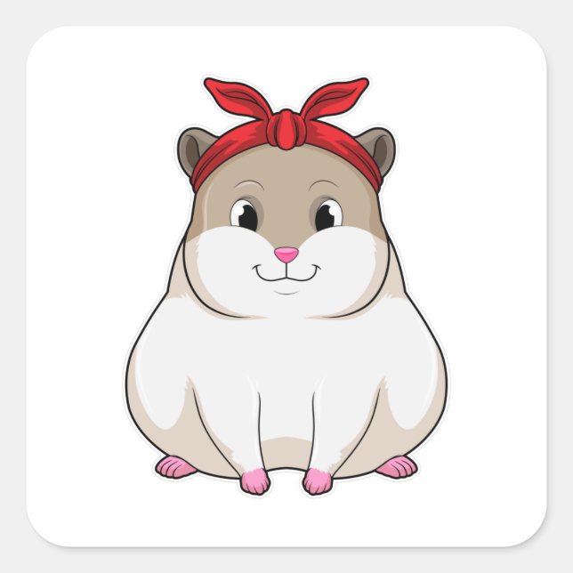 Sticker Carré Hamster avec Bandana (Devant)