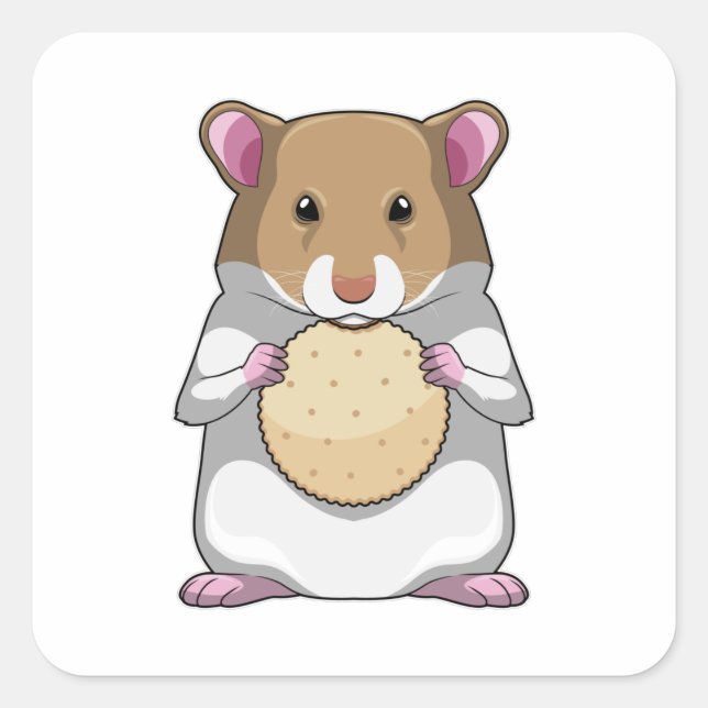 Sticker Carré Hamster avec biscuit (Devant)