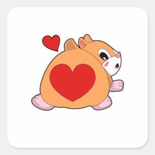 Sticker Carré Hamster avec cœur