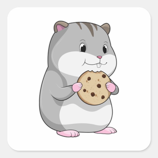 Sticker Carré Hamster avec Cookie (Devant)