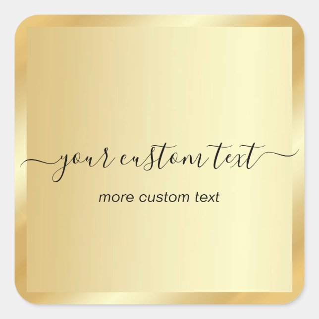 Sticker Carré Hand Script Gold Template Your Custom Text Trendy (Devant)