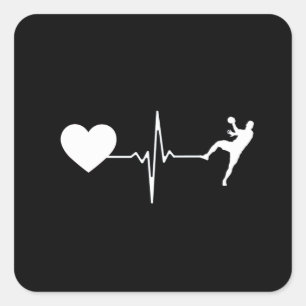 Sticker Carré Handball Handball Player Hearbeat