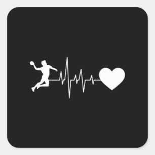 Sticker Carré Handball Handball Player Hearbeat