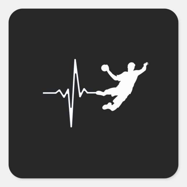 Sticker Carré Handball - Handball Player Heartbeat (Devant)