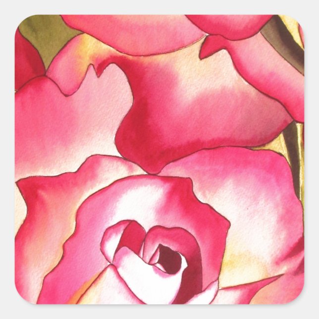 Sticker Carré Hannah Gordon rose Rose Watercolor art (Devant)