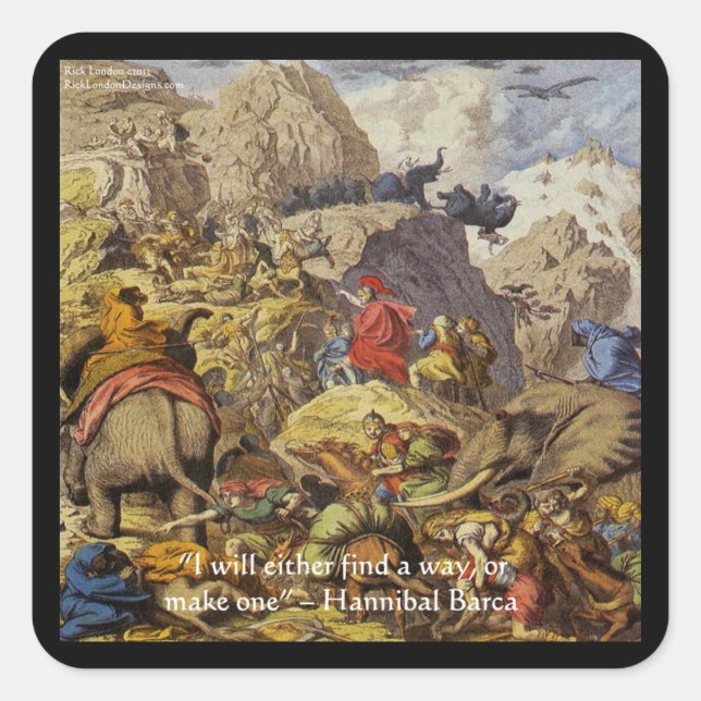 Sticker Carré Hannibal Barca & Armée & Citations Cadeaux & Carte (Devant)