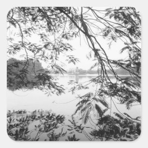 Sticker Carré Hanoi Viêt Nam, vue sur le lac Hoan Kiem
