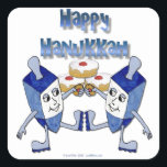 Sticker Carré Hanoukka Dancing Dreidels et Jelly Doughnut<br><div class="desc">You are viewing The Lee Hiller Designs Collection of Home and Office Decor,  Apparel,  Toxiques and Collectibles. The Designs include Lee Hiller Photographie et Mixed Media Digital Art Collection. You can view her her Nature photographiy at at http://HikeOurPlanet.com/ and follow her hiking blog within Hot Springs National Park.</div>