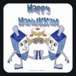 Sticker Carré Hanoukka Dancing Dreidels et Jelly Doughnut<br><div class="desc">You are viewing The Lee Hiller Designs Collection of Home and Office Decor,  Apparel,  Toxiques and Collectibles. The Designs include Lee Hiller Photographie et Mixed Media Digital Art Collection. You can view her her Nature photographiy at at http://HikeOurPlanet.com/ and follow her hiking blog within Hot Springs National Park.</div>