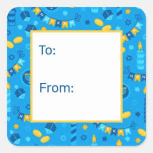 Sticker Carré Hanoukka Dreidels à partir