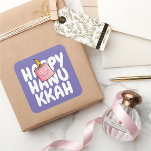 Sticker Carré Hanoukka heureuse personnalisable