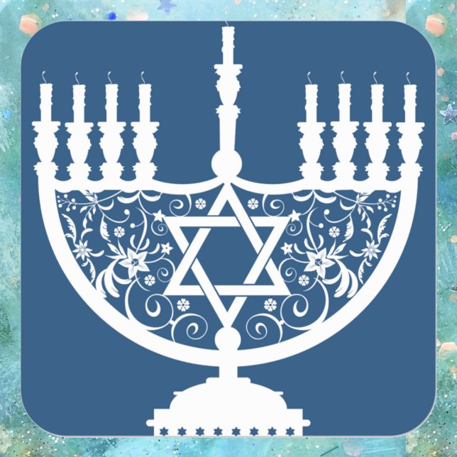 Sticker Carré Hanoukka Menorah (Créateur téléchargé)