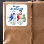 Sticker Carré Hanoukka Snowman Christmas Chrismukkah<br><div class="desc">Cette conception peut être personnalisée dans la zone fournie en modifiant la photo et/ou le texte. Vous pouvez également le customiser en cliquant sur Personnaliser ce Modèle, puis en choisissant l'option cliquer pour customiser et supprimer ou modifier la couleur de l'arrière - plan, ajouter du texte, modifier la couleur ou...</div>