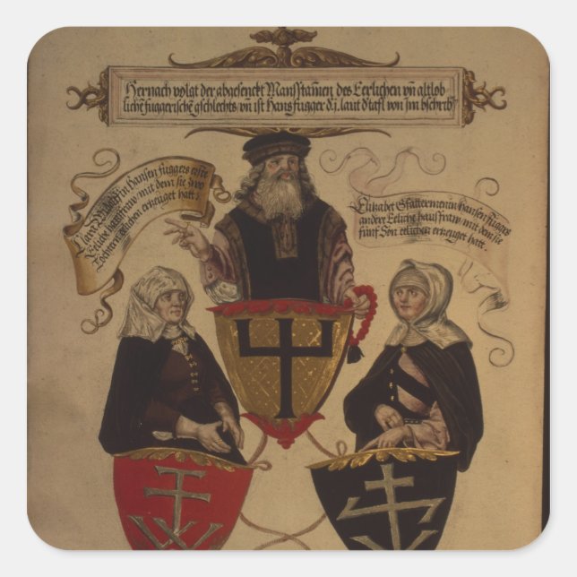 Sticker Carré Hans Fugger deux épouses Clara Widolf et Elisabeth (Devant)