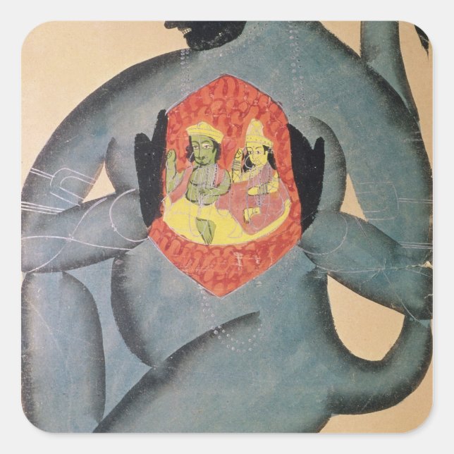 Sticker Carré Hanuman révèle Rama et Sita (Devant)