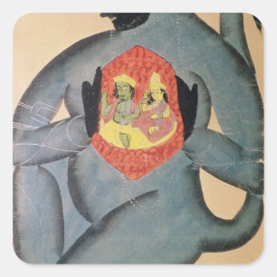 Sticker Carré Hanuman révèle Rama et Sita