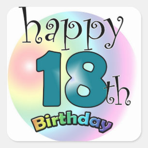 Sticker Carré Happy 18th Birthday