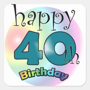 Sticker Carré Happy 40th Birthday