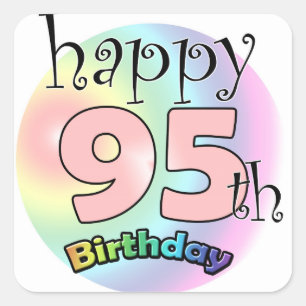 Sticker Carré Happy 95th Birthday (rose)
