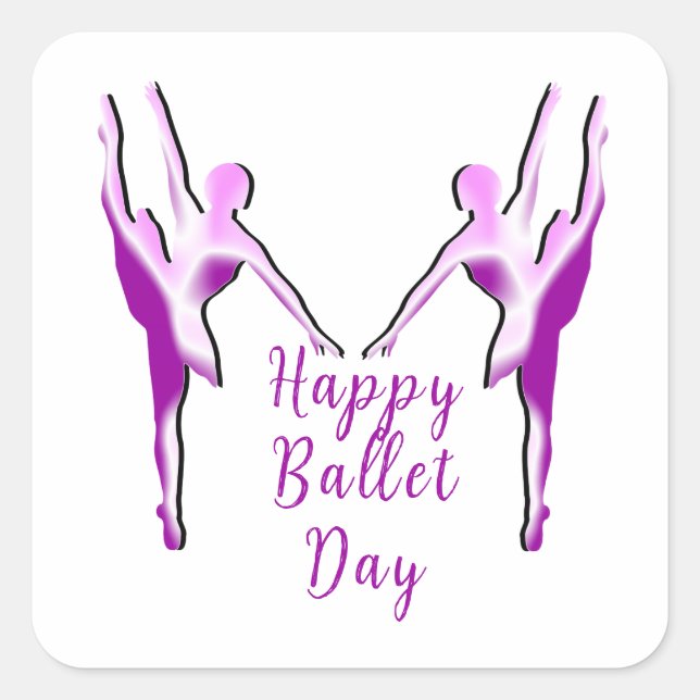 Sticker Carré Happy Ballet Day (Devant)