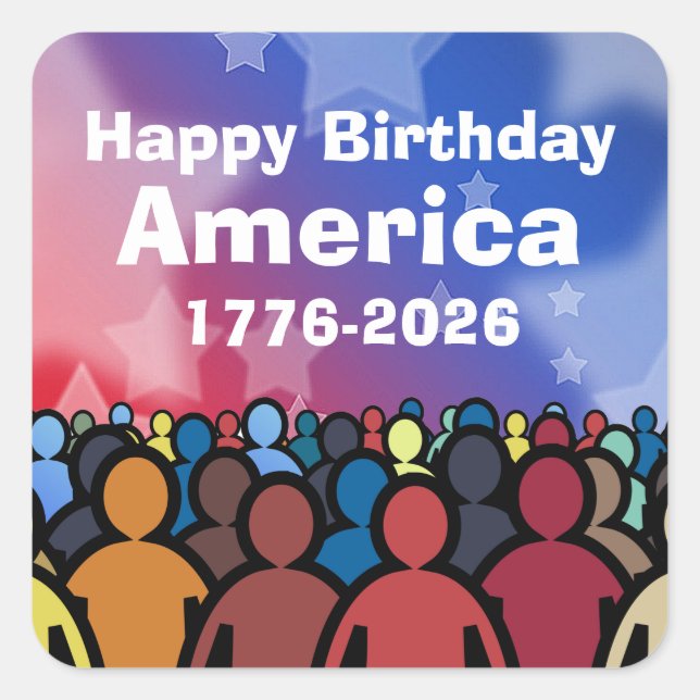 Sticker Carré Happy Birthday America 1776 to 2026 (Devant)