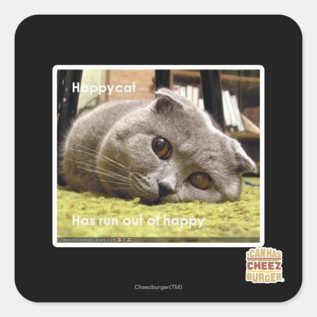 Sticker Carré Happy cat, de happy (Devant)