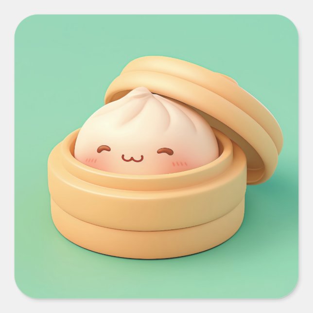 Sticker Carré Happy Clay Steamed Dumpling (Devant)