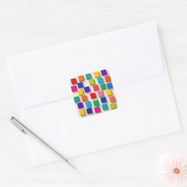Sticker Carré happy cube (Enveloppe)