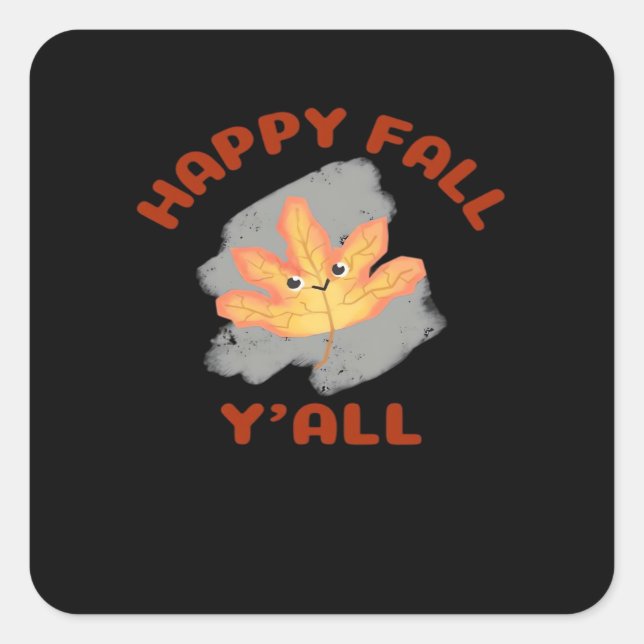 Sticker Carré Happy Fall Y’all Retro Classic (Devant)
