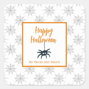 Sticker Carré Happy Halloween araignée cobweb pas de truc juste