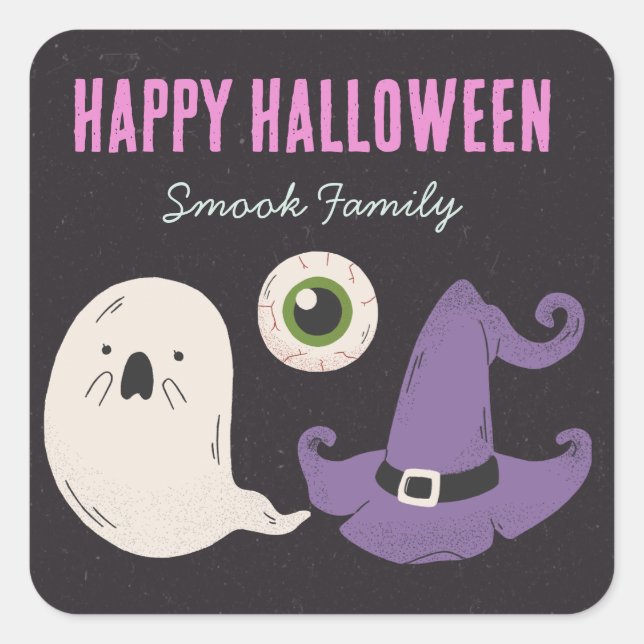 Sticker Carré Happy Halloween GHOST (Devant)