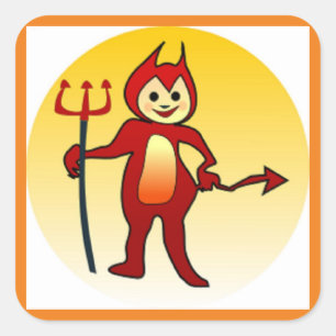 STICKER CARRÉ "HAPPY HALLOWEEN" PETIT DIABLE