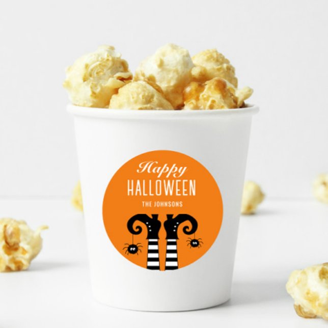 Sticker Carré Happy Halloween sorcier pieds Carré orange (Créateur téléchargé)