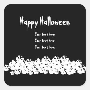 Sticker Carré Happy Halloween squelette éffrayant pile texte per