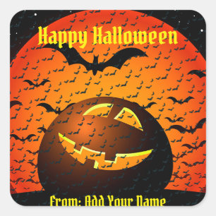 Sticker Carré Happy Halloween temps Éffrayant